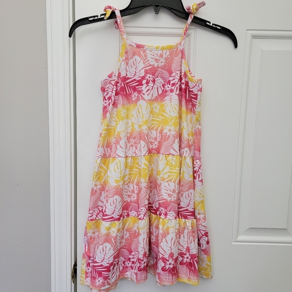 Tommy Bahama Girls Tropical Ruffled Sleeveless Sundress Red Yellow Ombre Size 6 - Picture 5 of 10